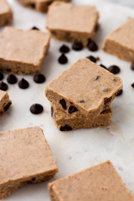 No-Bake Chocolate Chip Almond Butter Fat Bomb Bars