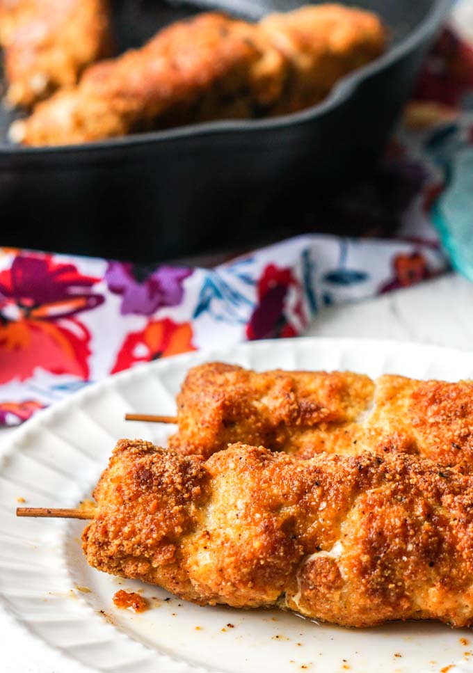 close-up image of two low carb city chicken on a plate