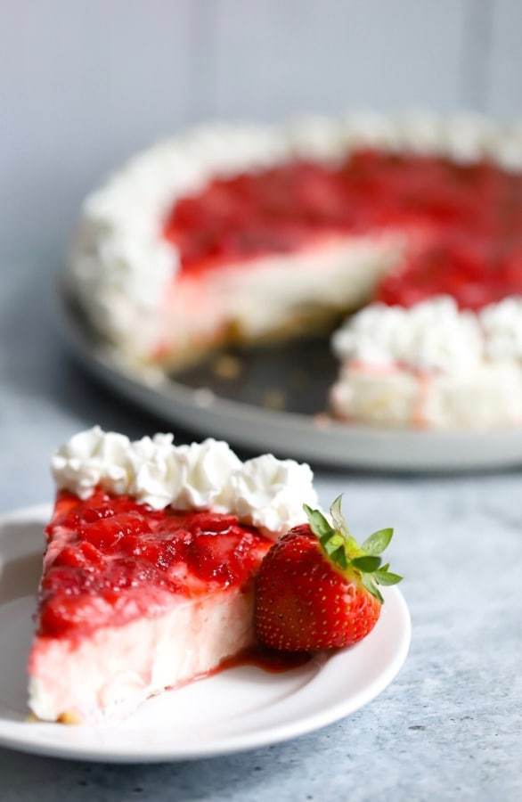 no-bake keto cheesecake on a plate atop table