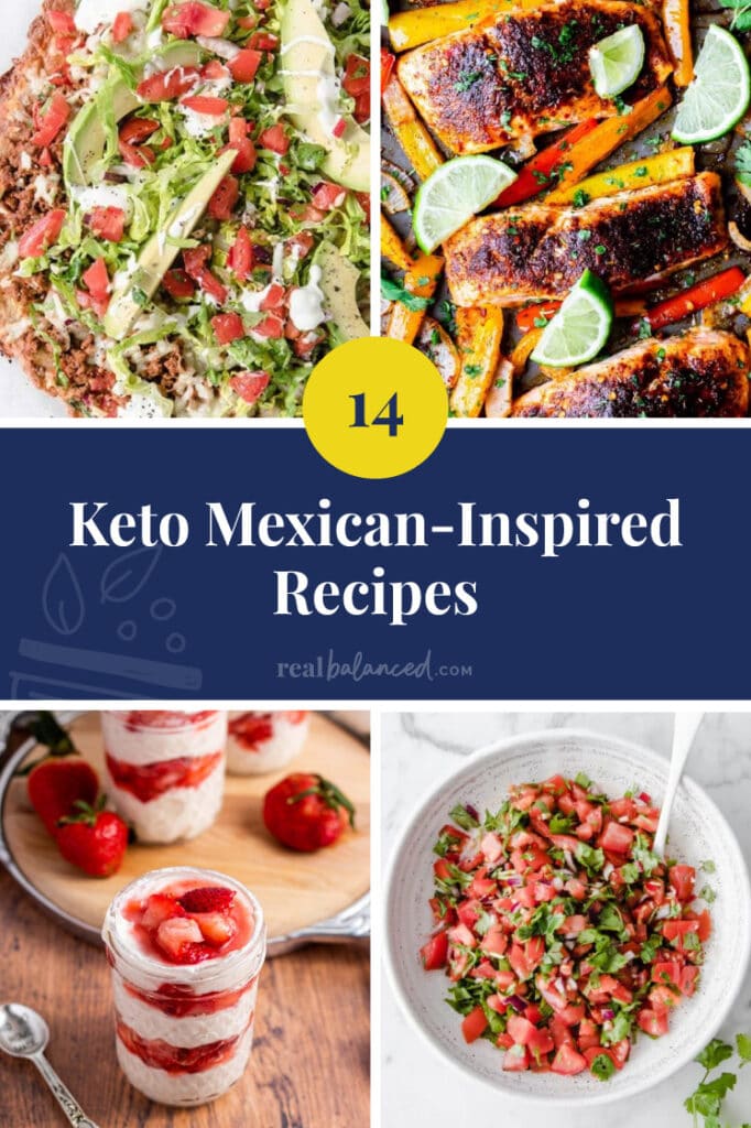 14 Keto Mexican-Inspired Recipes pinterest image in blue