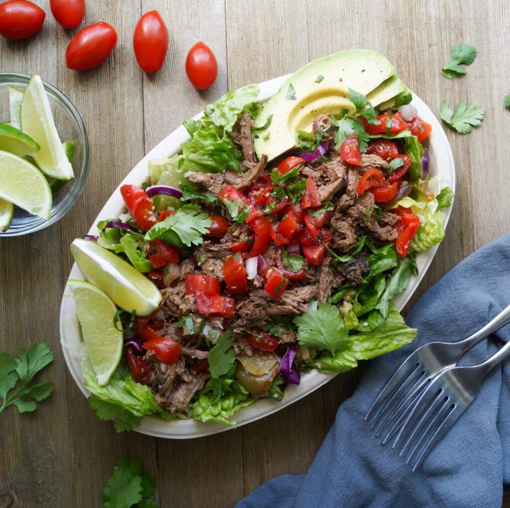 Keto Mexican-Inspired Recipes - Barbacoa Beef Salad Bowl