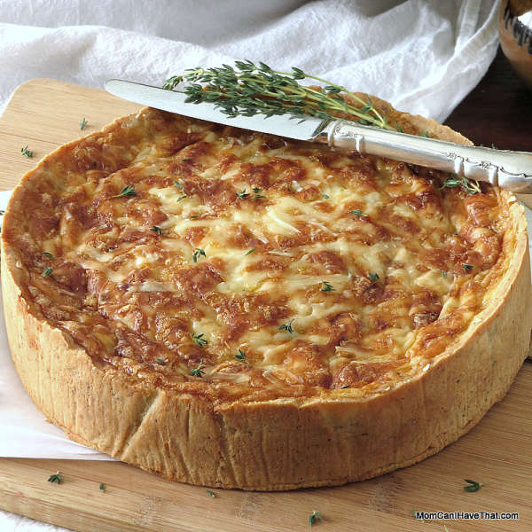 Ham Quiche Lorraine with Caramelized Onions & Gouda