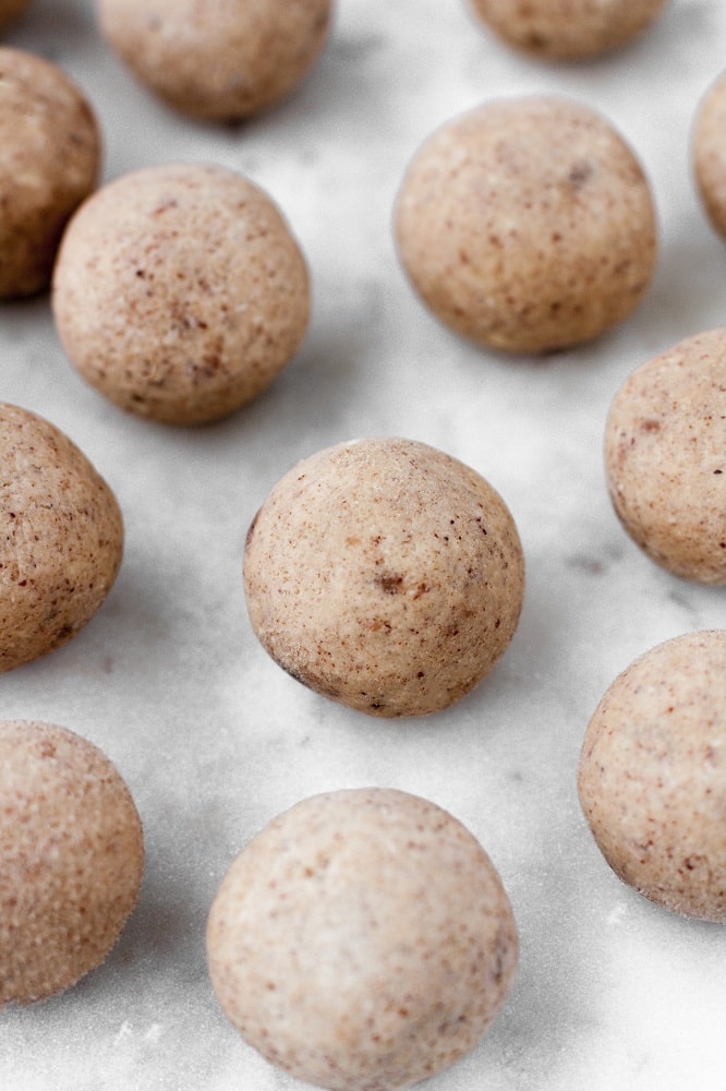 french toast fat bombs neatly arranged atop a marble kitchen counter