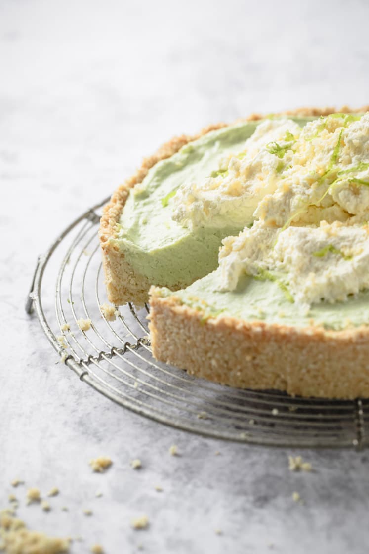 angled close-up shot of Keto Key Lime Pie