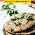 nut free keto naan bread stacked on top of each other featured pinterest pin in coral