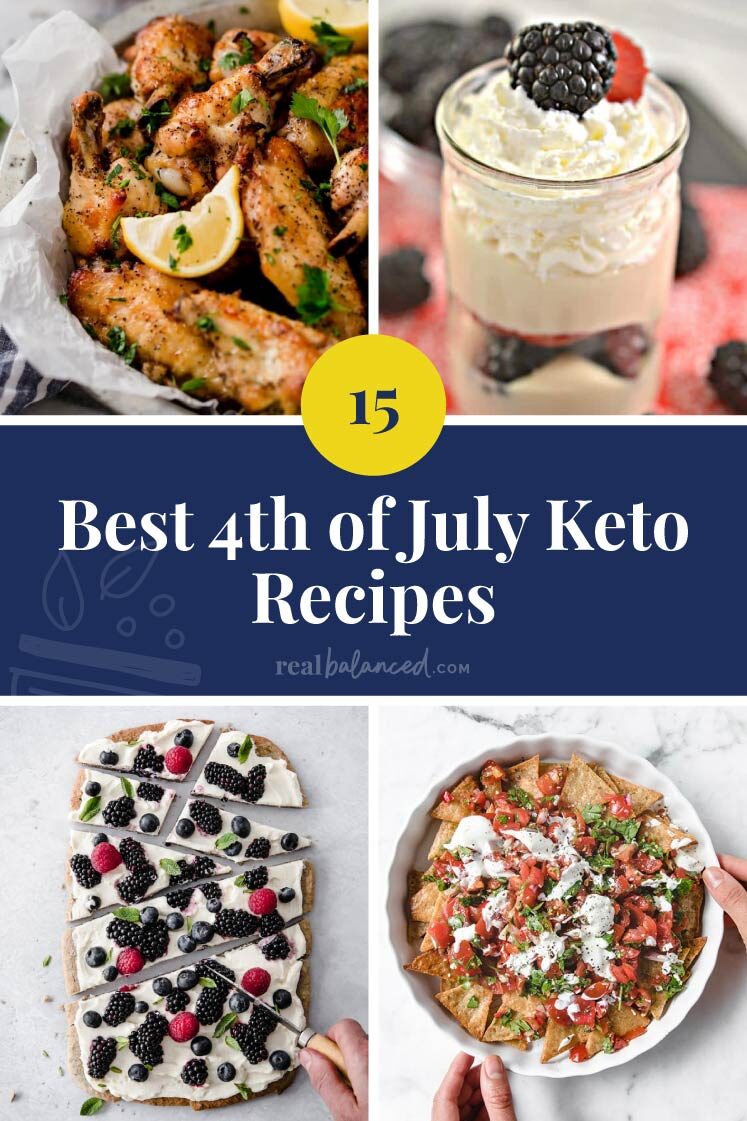 The Best 4th of July Keto Recipes blue bannered collage featured image