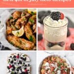 The Best 4th of July Keto Recipes coral colored banner collage Pinterest pin image