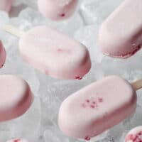 clouse-up image of Low-Carb Berry Cream Popsicles