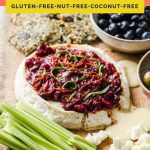 keto baked brie coral colored pinterest pin image