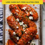 keto buffalo chicken tenders coral colored Pinterest pin image