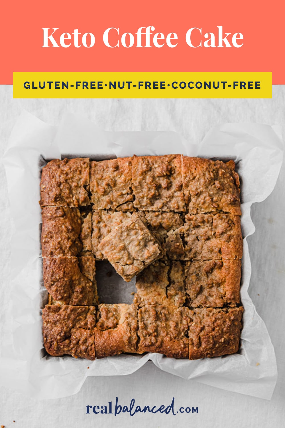 Keto Coffee Cake 1Hour Recipe, NutFree, CoconutFree, GlutenFree