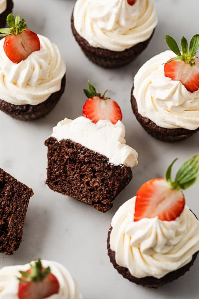 LowCarb Chocolate Strawberry Cupcakes NutFree, CoconutFree, Keto
