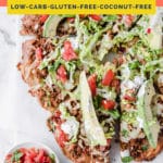 Nut-Free Keto Pizza Crust coral colored Pinterest pin image