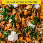 Roasted Butternut Squash And Cauliflower With Bacon coral colored Pinterest Pin image