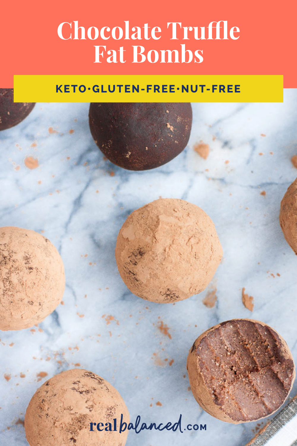 Chocolate Truffle Fat Bombs NoMelt, Easy, Keto, LowCarb, NutFree