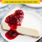 Nut-Free Keto Cheesecake coral colored Pinterest Pin image