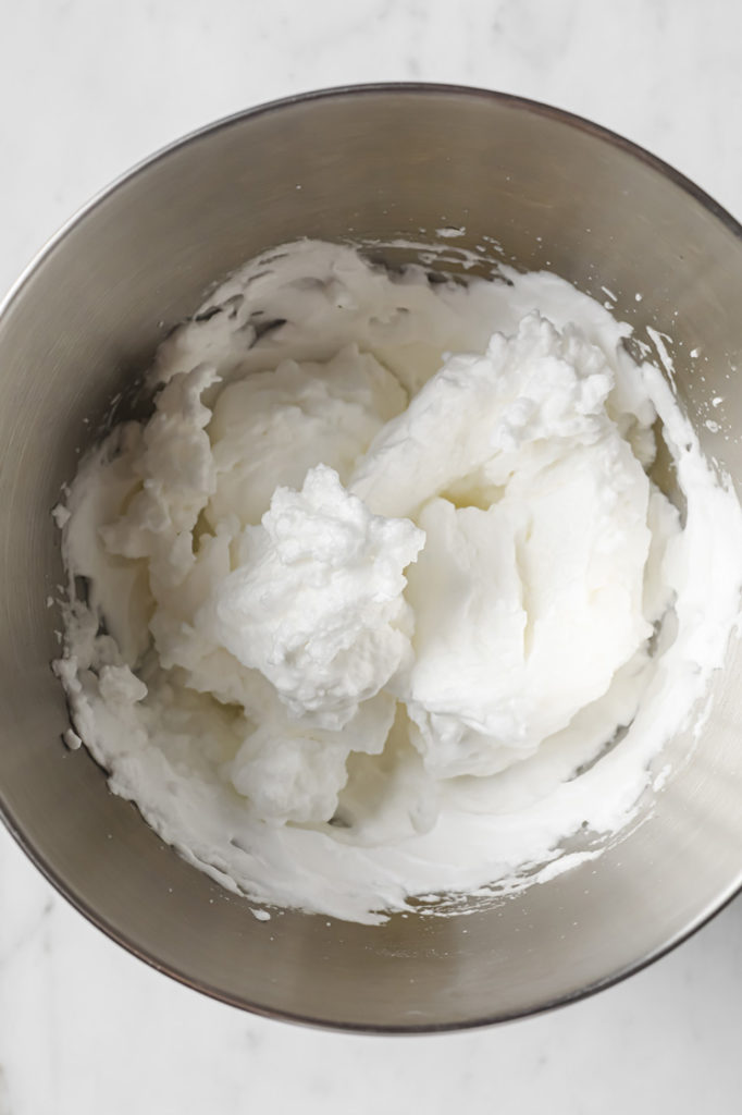 egg whites beaten until stiff in a mixing bowl