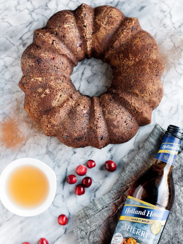 Low-Carb Chocolate Cranberry Bundt Cake with Sherry Cooking Wine