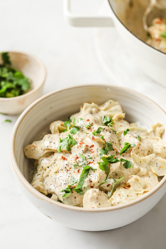 Creamy Skinless Chicken Thighs with Artichoke Hearts