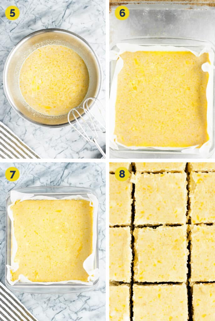 Keto Sugar-Free Gluten-Free Lemon Bars Process Shots Steps 5 to 8 - The collage shows the step-by-step photo instructions on how to make the Keto Sugar-Free Gluten-Free Lemon Bars.