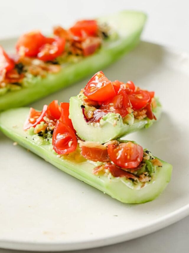 Bacon Tomato Avocado Cucumber Boats