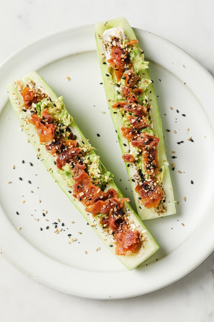Chive And Onion Cream Cheese Cucumber Boats Real Balanced