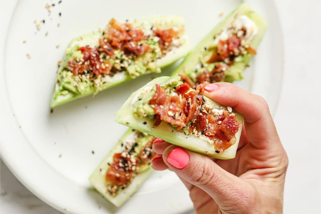Chive And Onion Cream Cheese Cucumber Boats Real Balanced