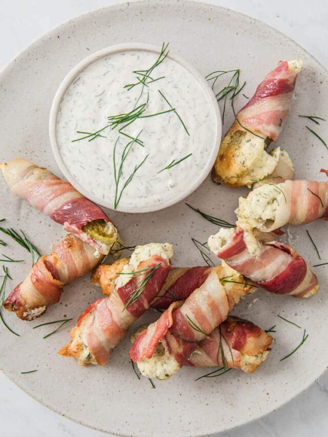 Bacon Pickle Boats Stuffed With Cream Cheese