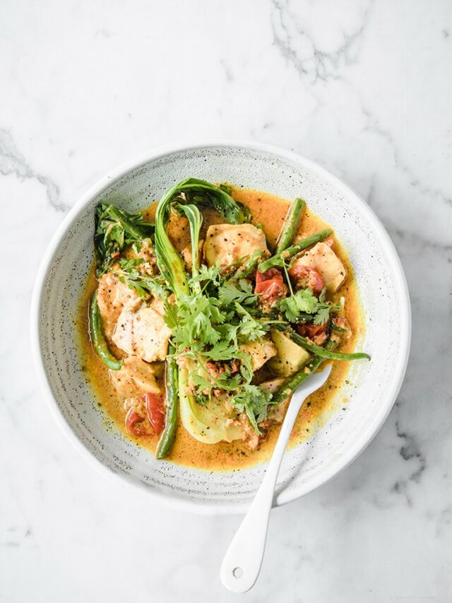 Curry Salmon With Coconut Milk And Bok Choy