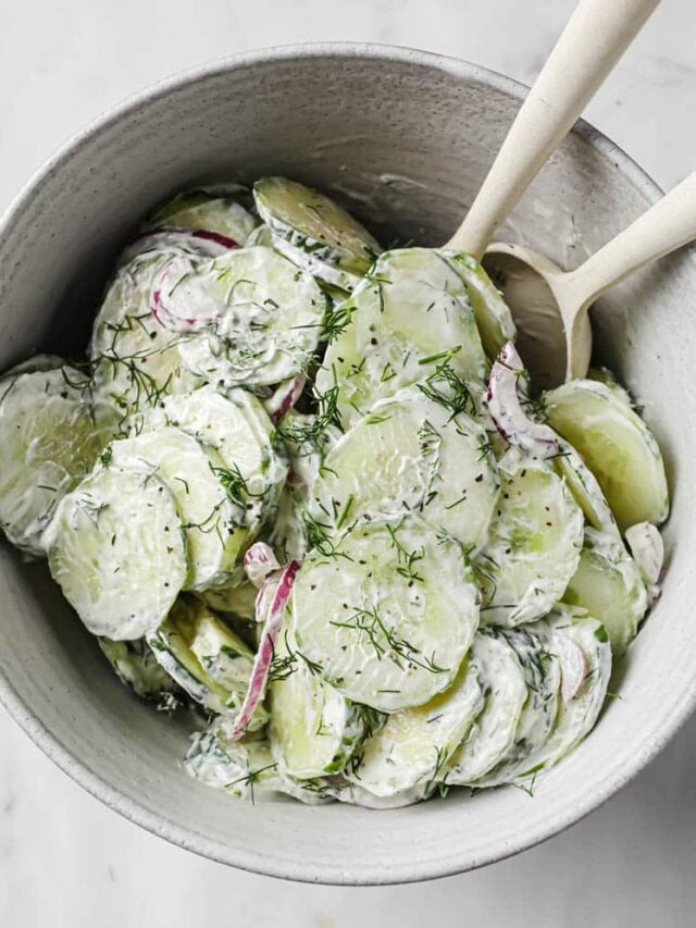 Creamy Dill Cucumber Onion Salad (With Sour Cream And Mayo)