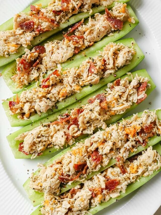 Bacon Ranch Chicken Salad Cucumber Boats