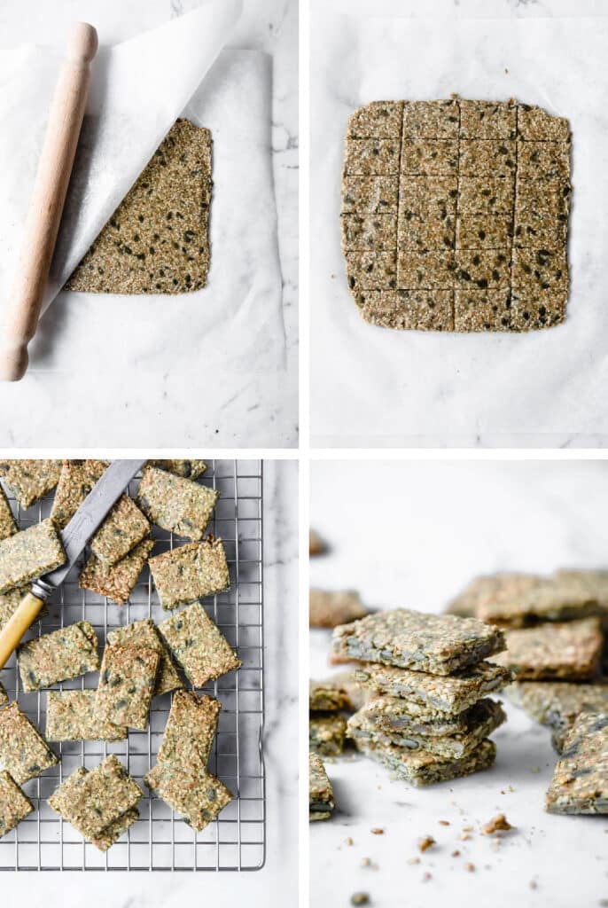 The final steps for how to make seed crackers.