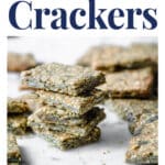 Pinterest graphic for seed crackers recipe.