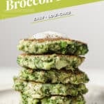 Pinterest graphic for broccoli fritters recipe.