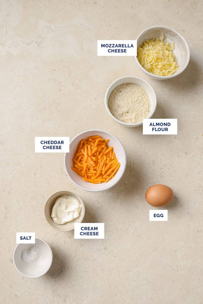 Labeled ingredients for the gluten-free Cheez-Its recipe.