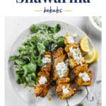 Pinterest graphic for shawarma kebabs recipe.