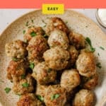Pinterest graphic for sausage balls with cream cheese recipe.