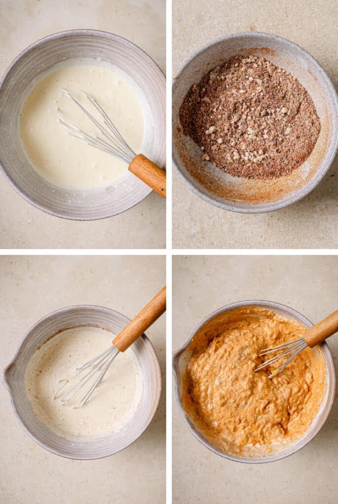 The step-by-step process of how to make chili cheese dip.