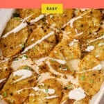 Pinterest graphic for the parmesan crusted potatoes recipe.
