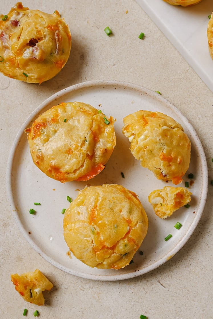 Cottage cheese breakfast muffins on a plate.