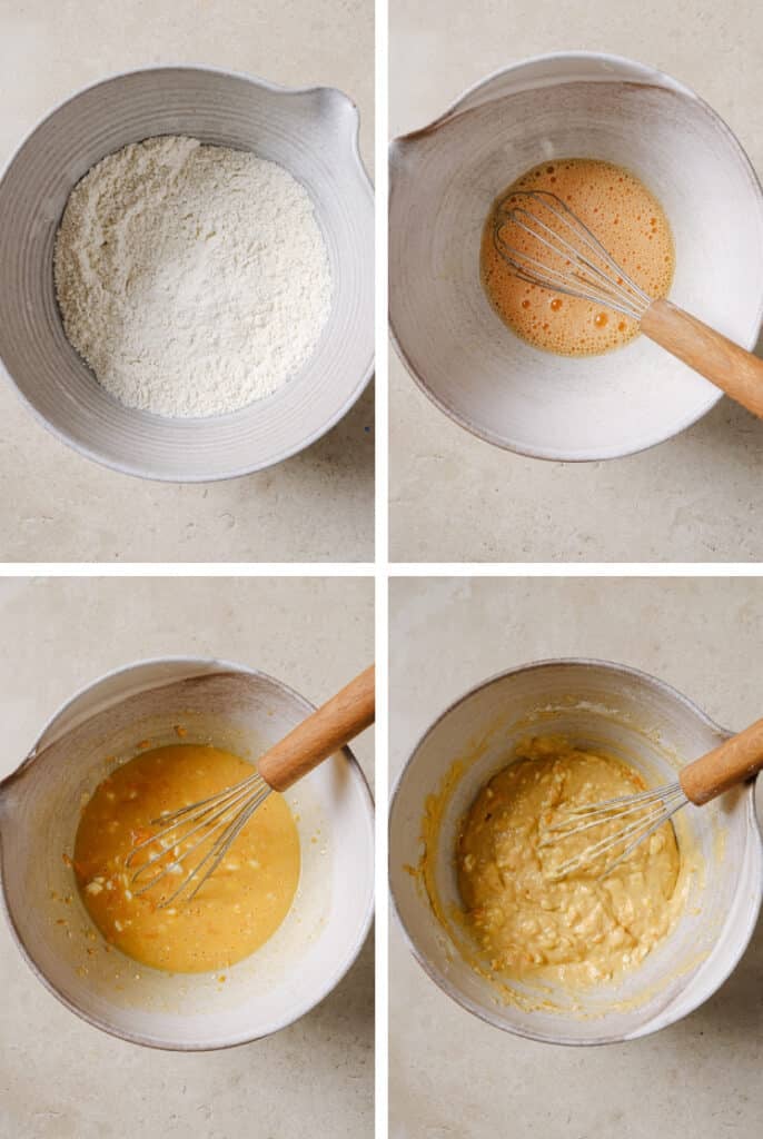 The step-by-step process of how to make cottage cheese breakfast muffins.