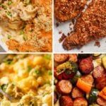 Pinterest pin with four lazy dinner recipes.