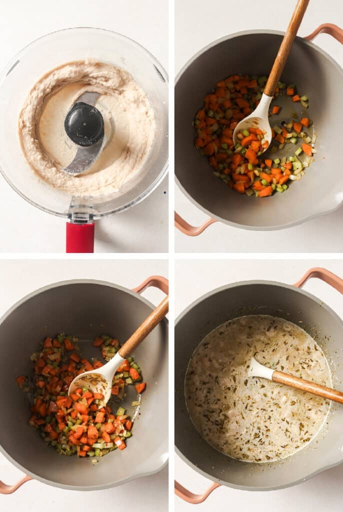 The step-by-step process of how to make white bean soup.
