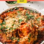Pinterest graphic for the baked ravioli recipe.