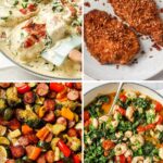 Collage of dinner recipes for a Pinterest pin.