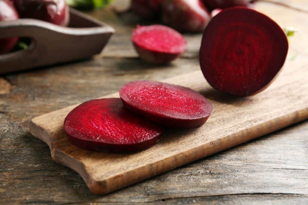 Sliced beets.