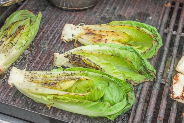 Romaine on a grill.