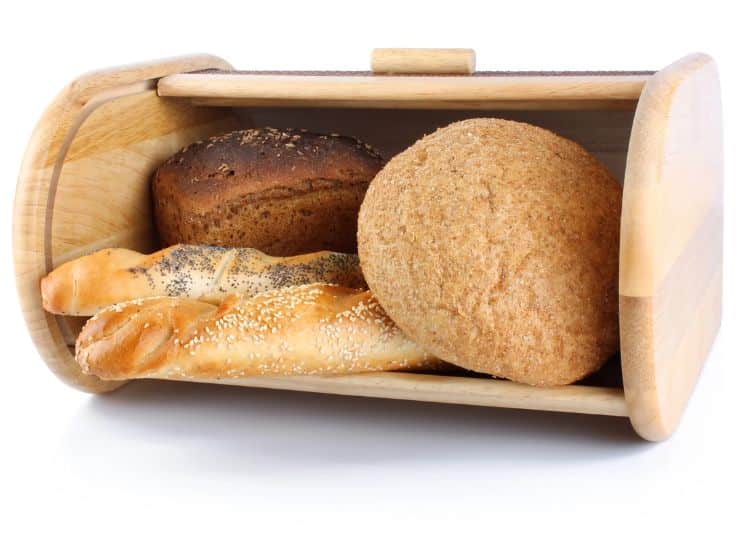 Bread in a bread box.