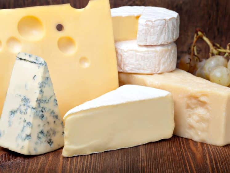 A variety of cheeses.