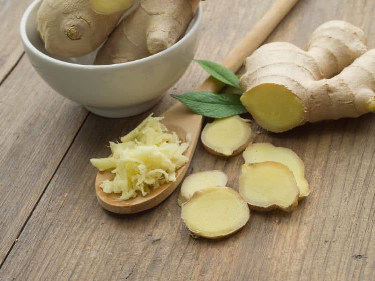 Ginger spice on a wooden table